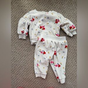Cat & Jack Floral Baby Set - Red, Blue, Yellow on White